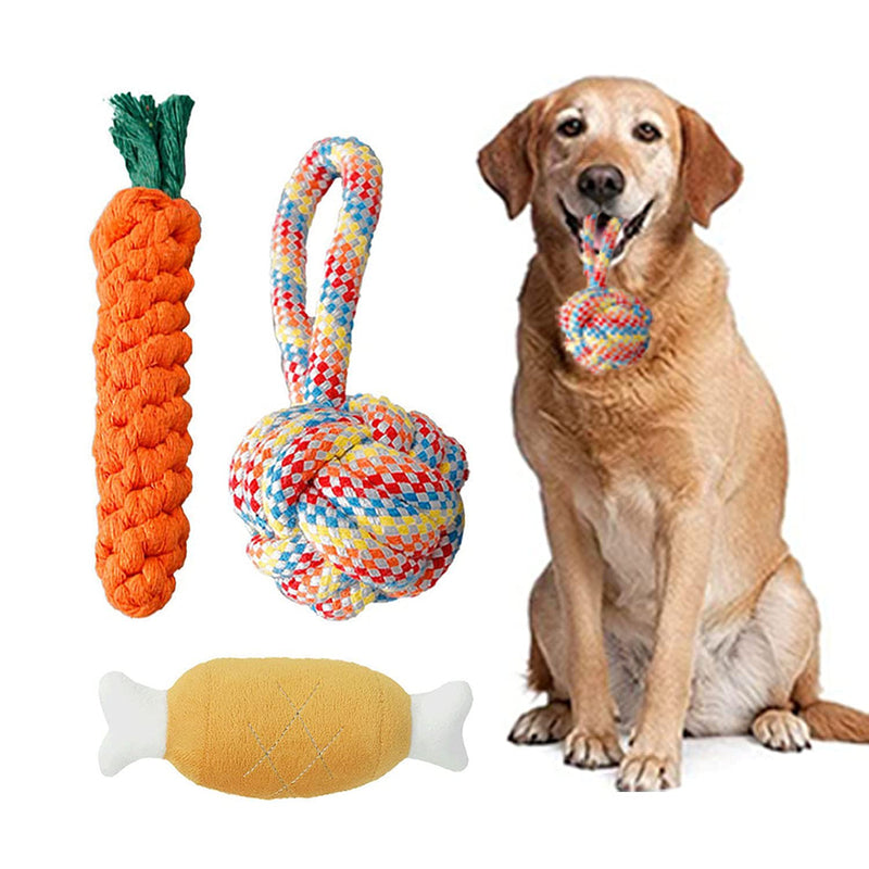 Dog Rope Toys for Aggressive Chewers (7-50lbs)-NEPOG 3 Pack Valued Dog Toys for Small,Medium Breed & Large Breed Puppy with Interactive Dog Chew Toys, Squeaky Dog Toys for Teething - PawsPlanet Australia