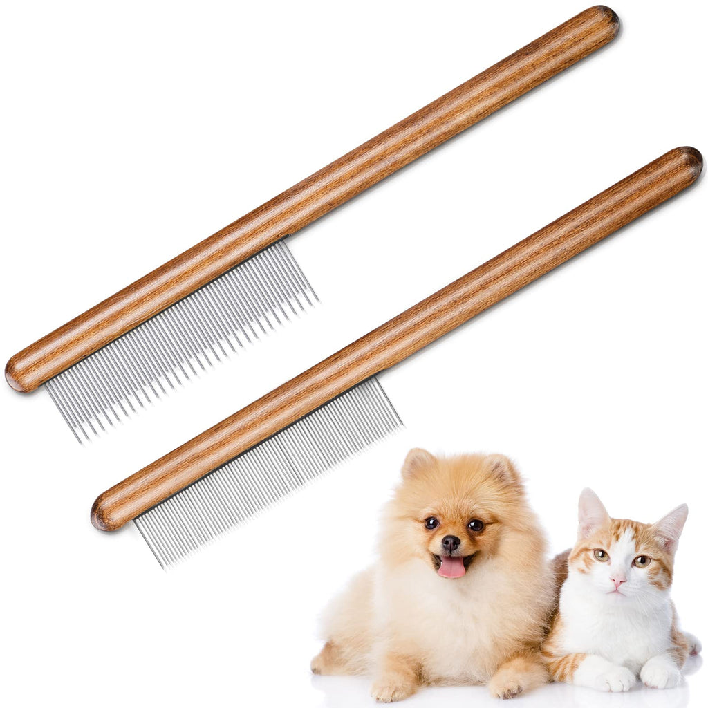 2 Pieces Hair Buster Comb Rabbits Comb Pet Hair Removal Comb Pet Grooming Comb Solid Wood Dog Cat Flea Comb Stainless Steel Teeth for Bunny Small Animals Grooming Supplies - PawsPlanet Australia