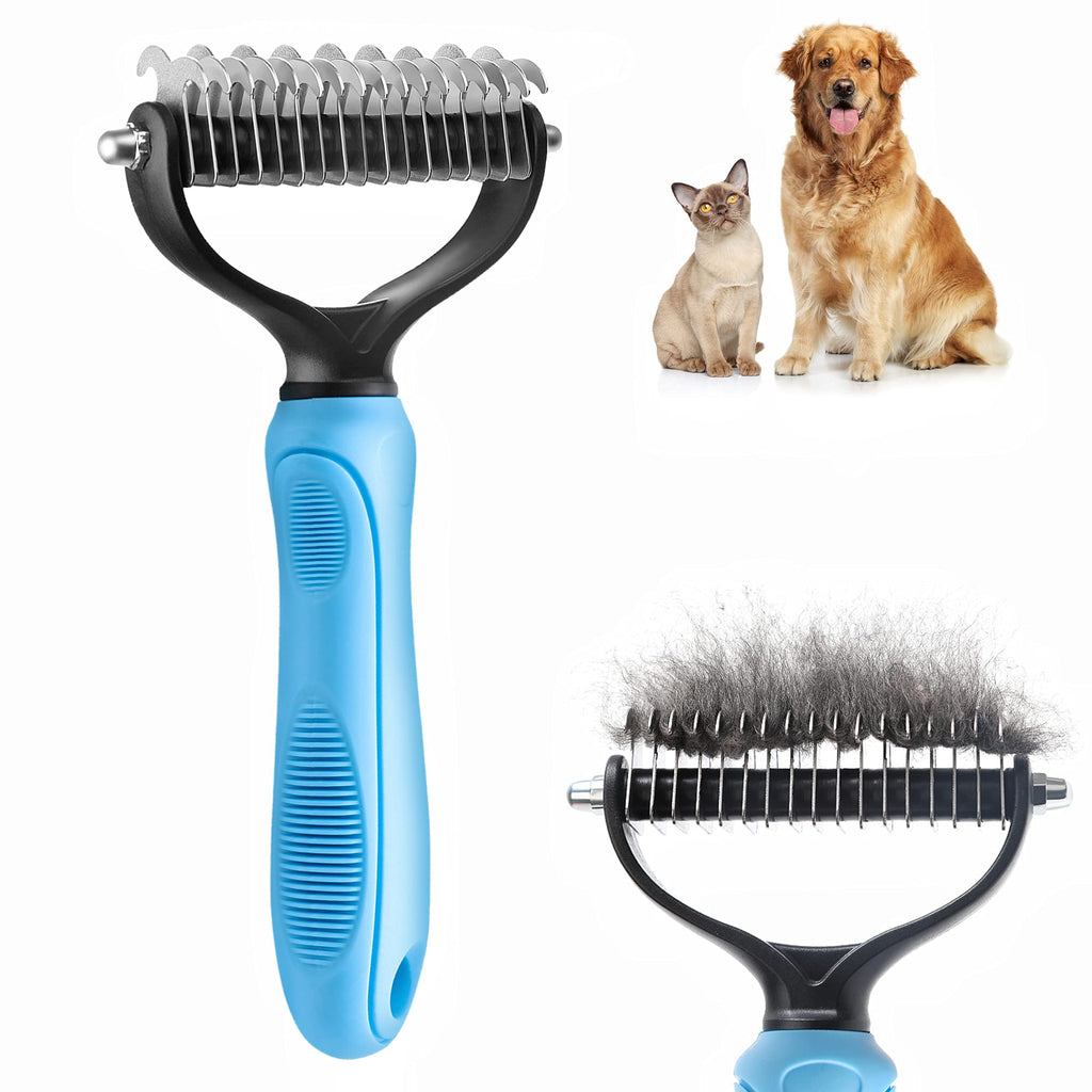 Dog Undercoat Rake Pet Grooming Tool, 2-Sided Shedding Dematting Comb for Cats Mat Remover Deshedder Brush for Large Dogs Double Coat, Long Hair Cat Combs Undercoat Husky Brush with 26 Teeth - PawsPlanet Australia