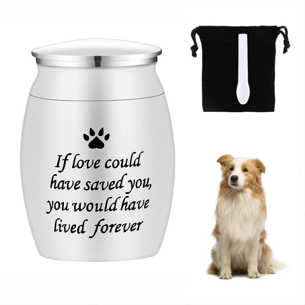 JIELISI Mini Dog Urns for Ashes Small Cremation Urns with a Small Spoon & Black Velvet Bag Decorative Stainless Steel Memorial Mini Keepsake Urns for Dogs Cats Ashes Holder (Silver) - PawsPlanet Australia