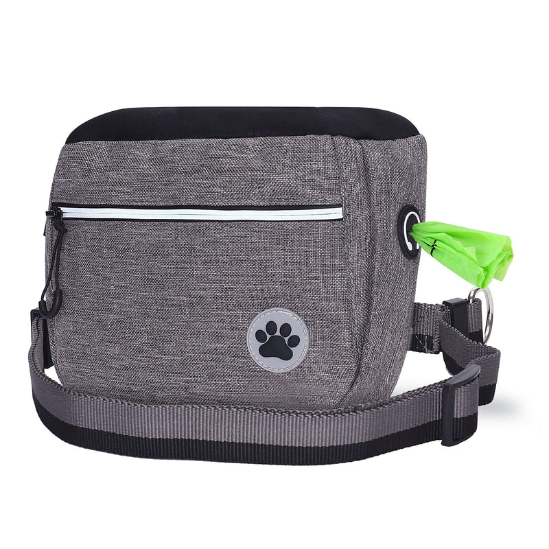 Petmolico Dog Treat Pouch with Dog Waste Bag Dispenser, Auto-Close Dog Training Pouch Treats Storage Holder Bag with Adjustable Strap for Hands-Free Dog Walking, Gray - PawsPlanet Australia