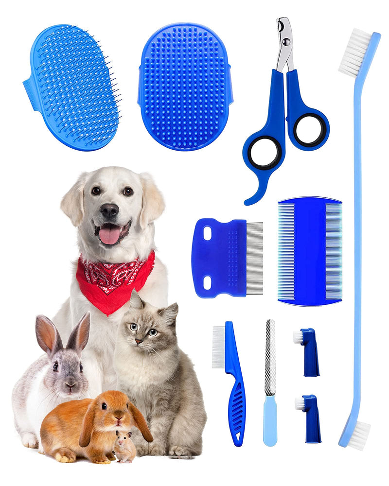 Ulobey 10 Pieces Dog and Rabbit Grooming Kit, Pet Hair Remover, Rabbit Grooming Brush, Pet Shampoo Bath Brush, Pet Comb, Cat Nail Clippers and Trimmers, Dog Toothbrush for Small Animals Rabbit Hamster - PawsPlanet Australia