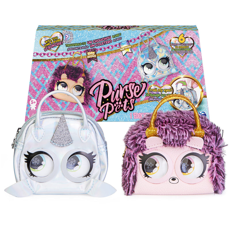 Purse Pets Micros, Edgy Hedgy Hedgehog and Narwow Narwhal Stylish Small Purse 2-Pack with Eye Roll Feature, Kids Toys for Girls Aged 5 and up 2 Pack - PawsPlanet Australia
