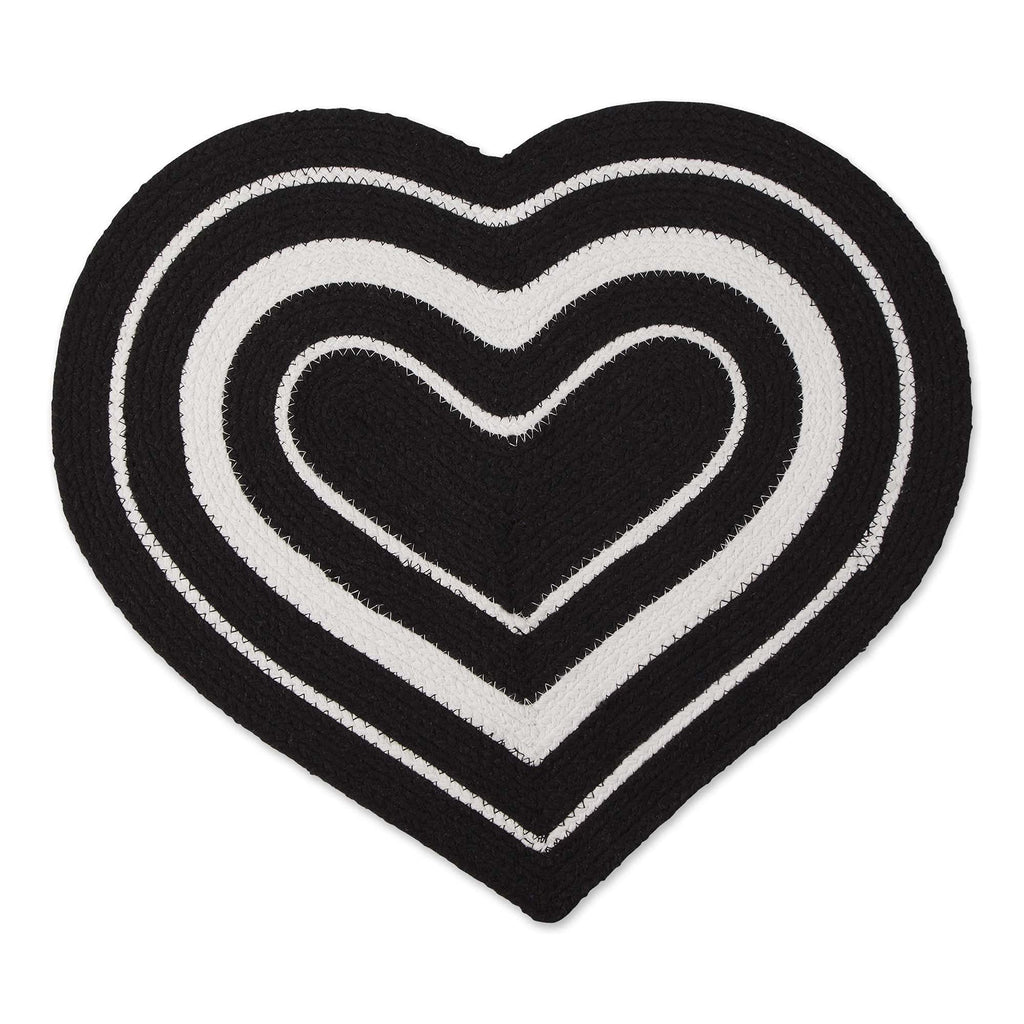 DII Braided Pet Mat Collection 100% Cotton, Heart Shape, Navy Purrfect Black Stripe - PawsPlanet Australia