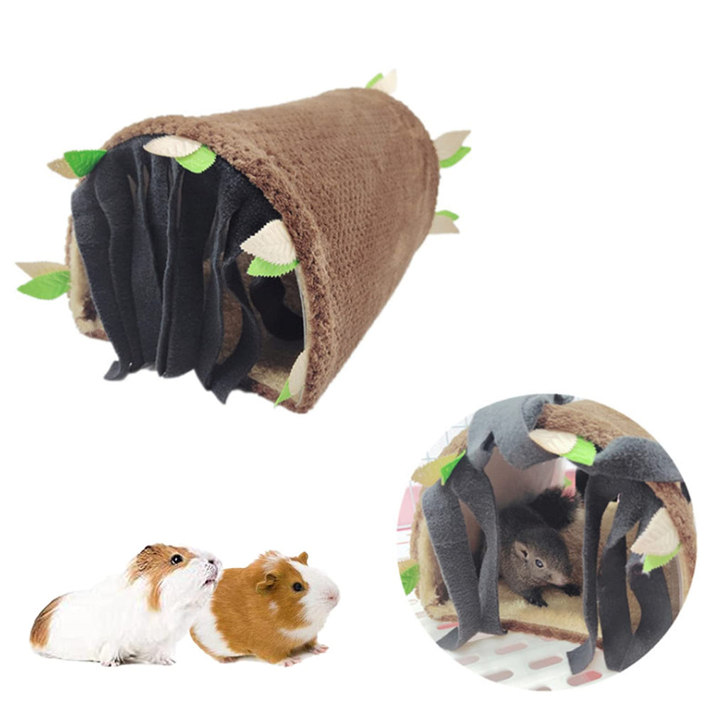 Pet Small Animal Tunnel House, Guinea Pig Hideout Play Tube Toys Hideaway Bedding with Forest Leaf for Chinchillas Hedgehogs Rats Sugar Glider- Playing Sleeping Hunting Resting Brown - PawsPlanet Australia