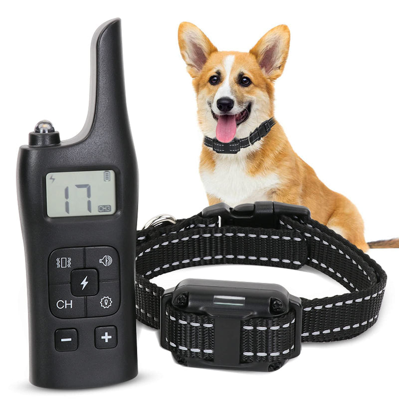 MAXLAPTER Remote Dog Rechargeable Training Collar Large Acceptance Range E-Collar with Static Vibrate and Tone Dog Shock Waterproof Collar for Medium Large Dogs - PawsPlanet Australia