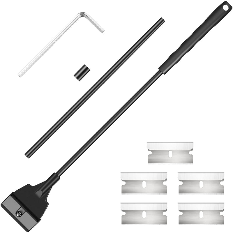 Aquarium Algae Scraper Cleaner Tool Kit with 5 Stainless Steel Blades Fish Tank Scraper Long Handheld Aquarium Cleaning Tool Remove Thick Residue for Fish Reef Plant Glass Tank, 21.65 Inch - PawsPlanet Australia