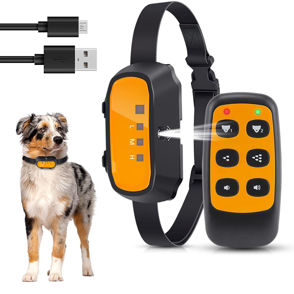 Stop Dog Barking, Anti Bark Collar with Remote Rechargeable, Waterproof Adjustable Sensitivity Dog Training Collar Safe for Dogs Anti Barking Deterrent Device No Electric Shock Bark Collars Gold - PawsPlanet Australia