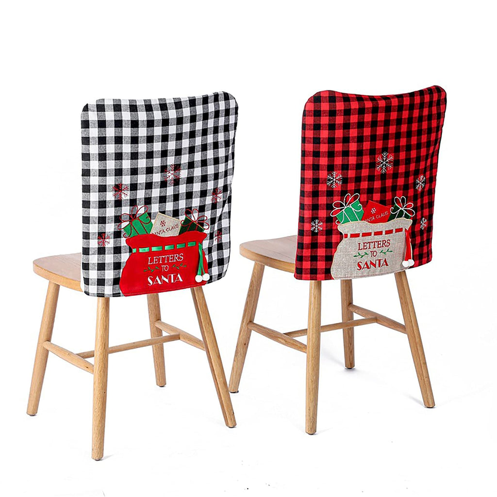 Lalilali Christmas Chair Covers Decoration Set of 2 Buffalo Plaid Christmas Chair Back Covers Xmas Dining Chair Slipcovers for Christmas Kitchen Dining Room Chairs - PawsPlanet Australia