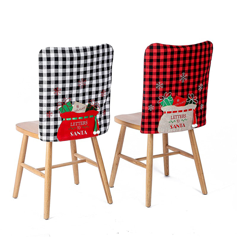 Lalilali Christmas Chair Covers Decoration Set of 2 Buffalo Plaid Christmas Chair Back Covers Xmas Dining Chair Slipcovers for Christmas Kitchen Dining Room Chairs - PawsPlanet Australia