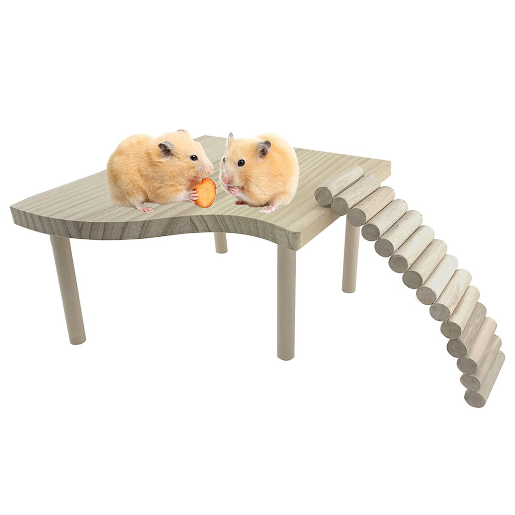 Vehomy 2PCS Hamster Stand Platform Toys Small Pet Wooden Platform with Pillars Rodent Ladder Bridge Rat Climbing Chew Toy Cage Accessories for Hamster Squirrel Gerbil Chinchilla Parrot and Bird - PawsPlanet Australia