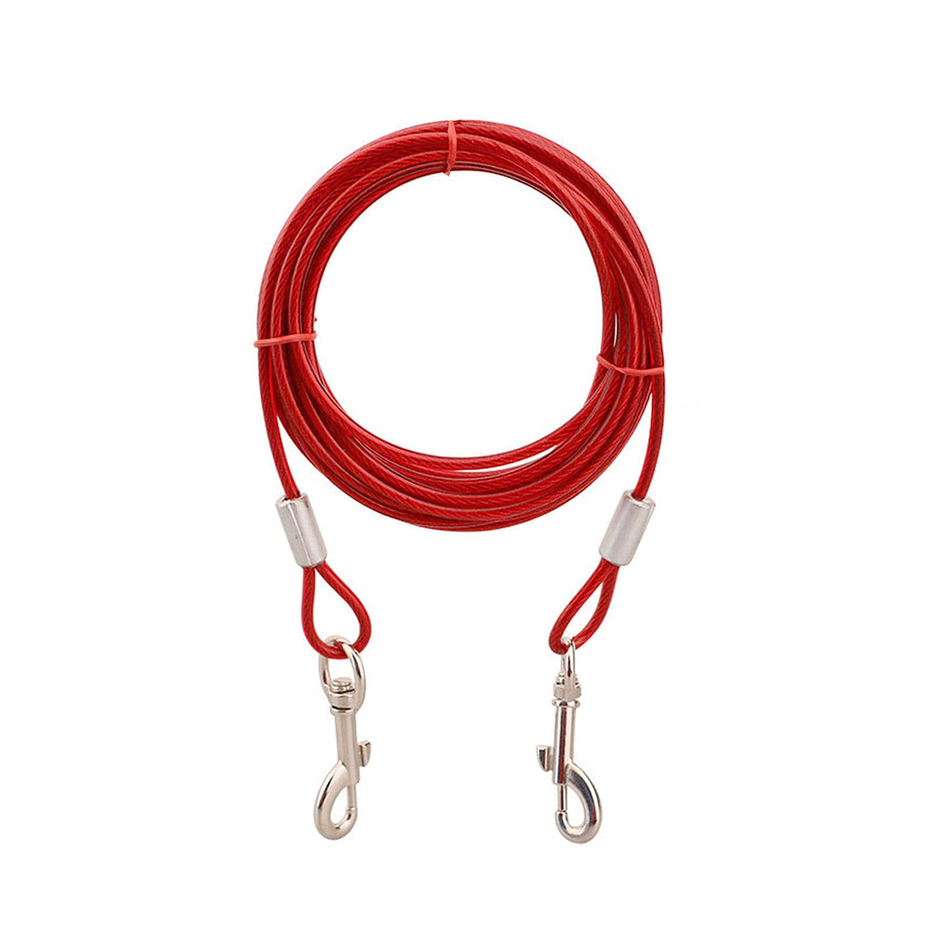 LaXon Pet Tie Out Cable for Dogs，9.8 FT Up to 100 LB Rust-Proof Dog Runner Tie Out Cable for Dogs, Use for Yard, Camping, Outdoor and Park, Red - PawsPlanet Australia