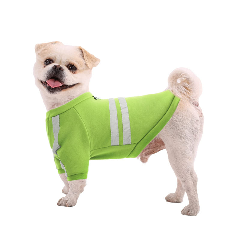 Mictovin Dog Hoodie Puppy Sweatshirt Reflective Cold Weather Clothes for Autumn and Winter Fashion Dog Warm Clothes Pet Outfit Apparel with Stripes for Small Medium Pets Dogs Cats Green - PawsPlanet Australia