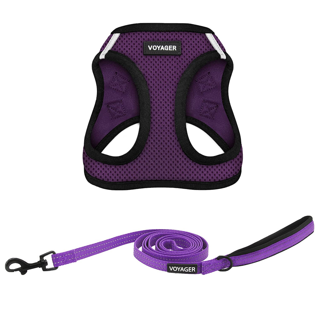 Voyager Step-in Air Dog Harness - All Weather Mesh Step in Vest Harness for Small and Medium Dogs by Best Pet Supplies L (Chest: 18 - 21") Purple Base (Leash Bundle) - PawsPlanet Australia