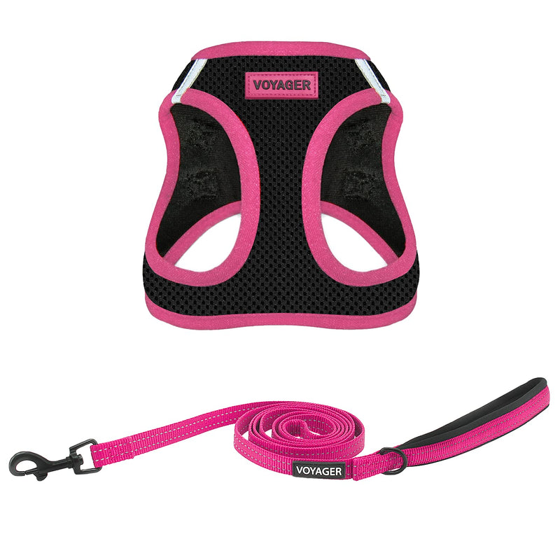 Voyager Step-in Air Dog Harness - All Weather Mesh Step in Vest Harness for Small and Medium Dogs by Best Pet Supplies S (Chest: 14.5 - 17") Pink (Leash Bundle) - PawsPlanet Australia