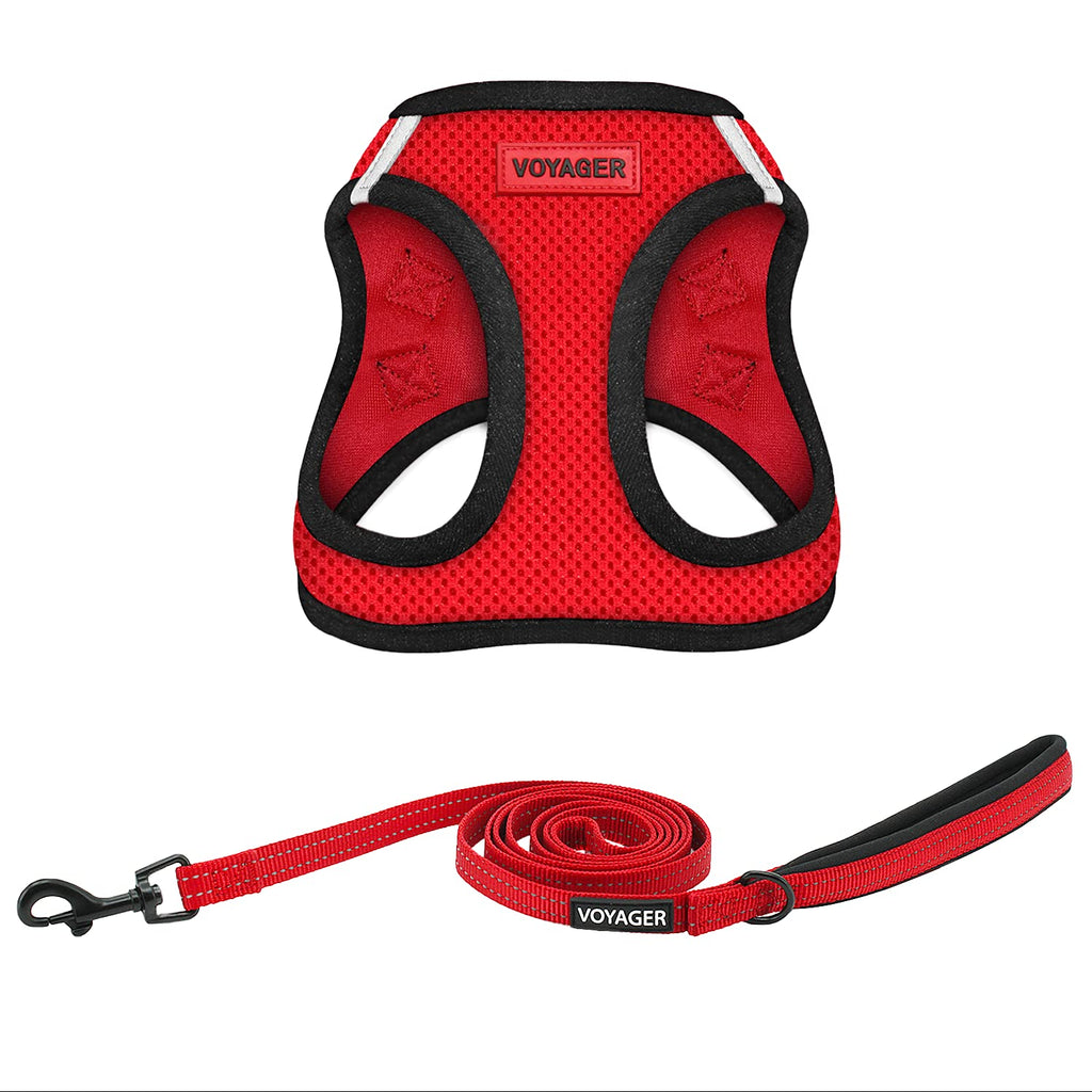 Voyager Step-in Air Dog Harness - All Weather Mesh Step in Vest Harness for Small and Medium Dogs by Best Pet Supplies M (Chest: 16 - 18") Red Base (Leash Bundle) - PawsPlanet Australia