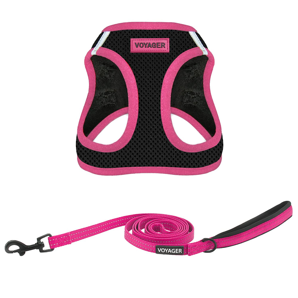 Voyager Step-in Air Dog Harness - All Weather Mesh Step in Vest Harness for Small and Medium Dogs by Best Pet Supplies M (Chest: 16 - 18") Pink (Leash Bundle) - PawsPlanet Australia