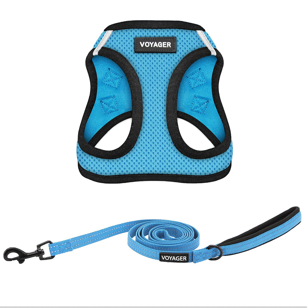 Voyager Step-in Air Dog Harness - All Weather Mesh Step in Vest Harness for Small and Medium Dogs by Best Pet Supplies M (Chest: 16 - 18") Baby Blue Base (Leash Bundle) - PawsPlanet Australia