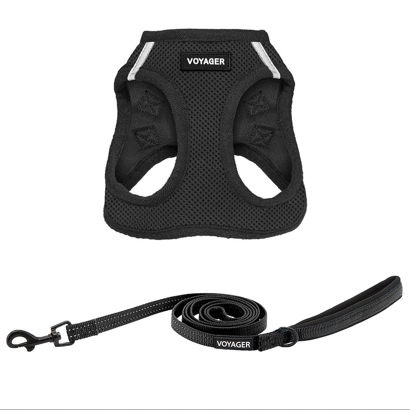 Voyager Step-in Air All Weather Mesh Harness and Reflective 5 ft Dog Leash with Neoprene Handle for Small, Medium and Large Breed Puppies by Best Pet Supplies - Black, L - PawsPlanet Australia