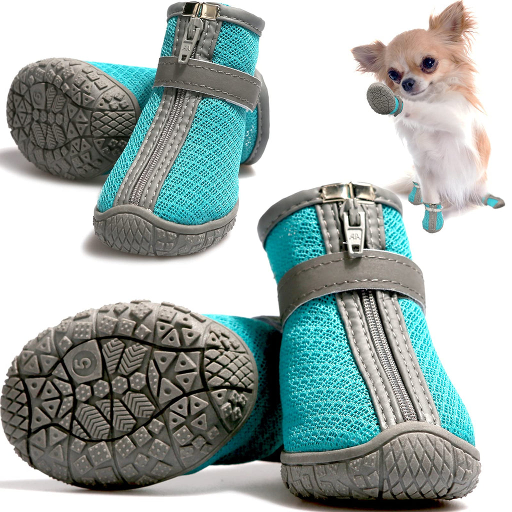 Dog Boots for Small Medium Dogs Winter Pet Booties Nonslip Sole Paw Protector for Outdoor 4PCS Size 2-1.4"(W) Blue - PawsPlanet Australia