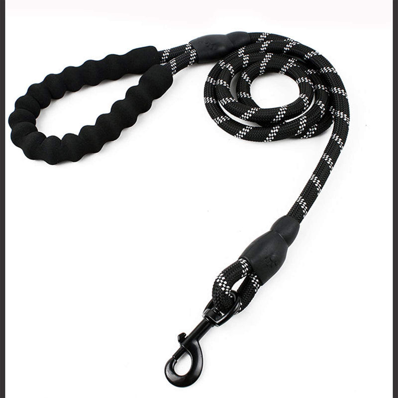 ANApetshop Heavy Duty Rope Dog Leash 6.5FT No Tangle for Medium Large Dogs Highly Reflective with Padded Handle for Control Safety Training black - PawsPlanet Australia