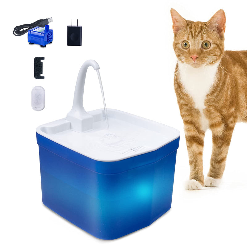 Cozyieland Automatic Cat Pet Water Fountain, Faucet spout, Translucent LED Light, 67oz, Ultra Quiet, AC Adapter (Blue) Blue - PawsPlanet Australia