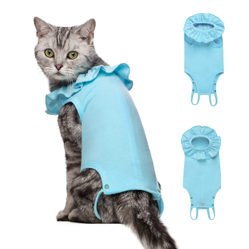 Yeapeeto Cat Bodysuit After Surgery Recovery Suit for Cats, Cat Spay Recovery Suit E Collar Alternative Abdominal Wounds Keep from Licking for Female Male Kitten Breathable Clothes S Blue - PawsPlanet Australia