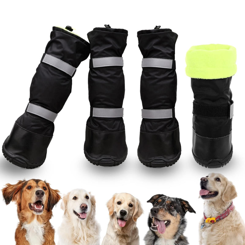 SUNFURA Dog Rain Boots with Warm Fleece, Waterproof and Skid-Proof Medium Large Dog Shoes with Reflective Straps and Rugged Sole, Pet Snow Booties Winter Paw Protector for Outdoor Running Hiking XS Black - PawsPlanet Australia