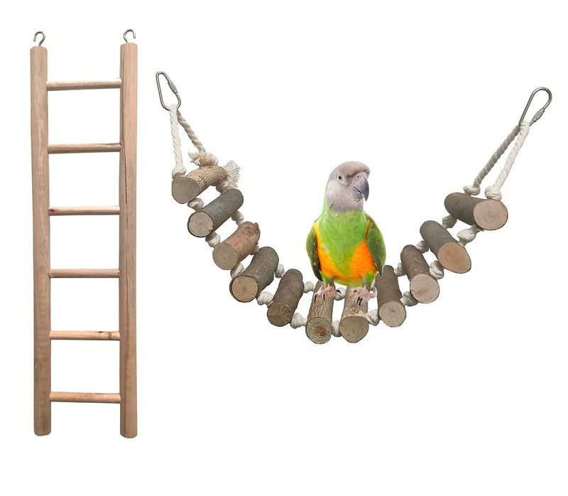 Natural Wooden Ladder Rope Ladder for Small and Medium Birds,Parrot Ladder Bridge Climbing Toy - PawsPlanet Australia