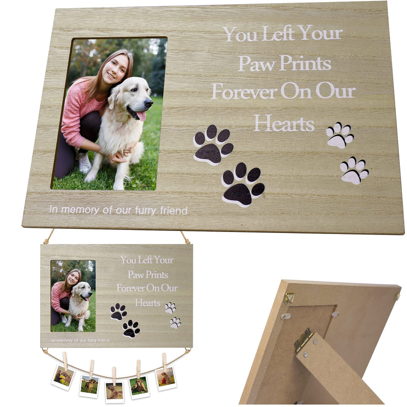 1WANYUE Pet Memorial Gifts - 4x6in Dog Picture Frame with Paw Prints, Pet Loss Gifts Photo Frame, Remembrance Gifts, Cat & Dog Memorial Gifts, Personalized Photo Frame 11.8 x 7.87’’(300 x 200mm) - PawsPlanet Australia