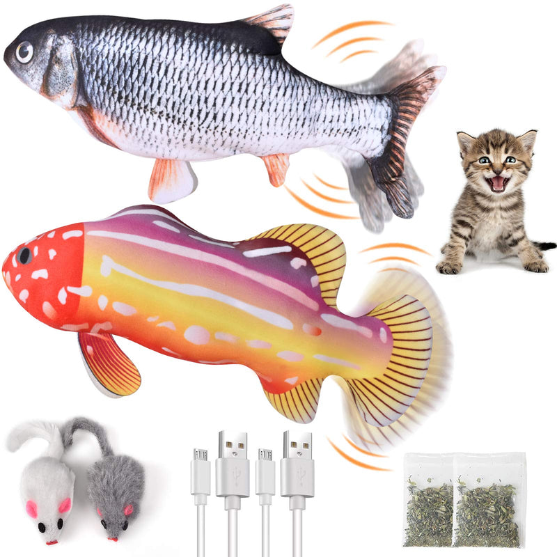 Live2Pedal 2Pack Catnip Toys, Fish Cat Toys for Indoor Cats Interactive Moving Flopping Fish Cat Toy - Cats Nip Realistic Plush Kitten Toys - PawsPlanet Australia