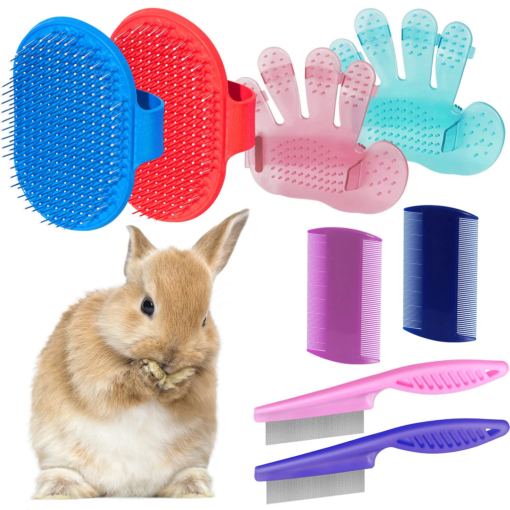 8 Pieces Rabbit Grooming Kit, with Rabbit Grooming Brush, Pet Hair Remover, Adjustable Handle Rabbit Shampoo Brush, Pet Comb, Bunny Grooming Kit for Bunny Guinea Pig Hamster Small Animals - PawsPlanet Australia