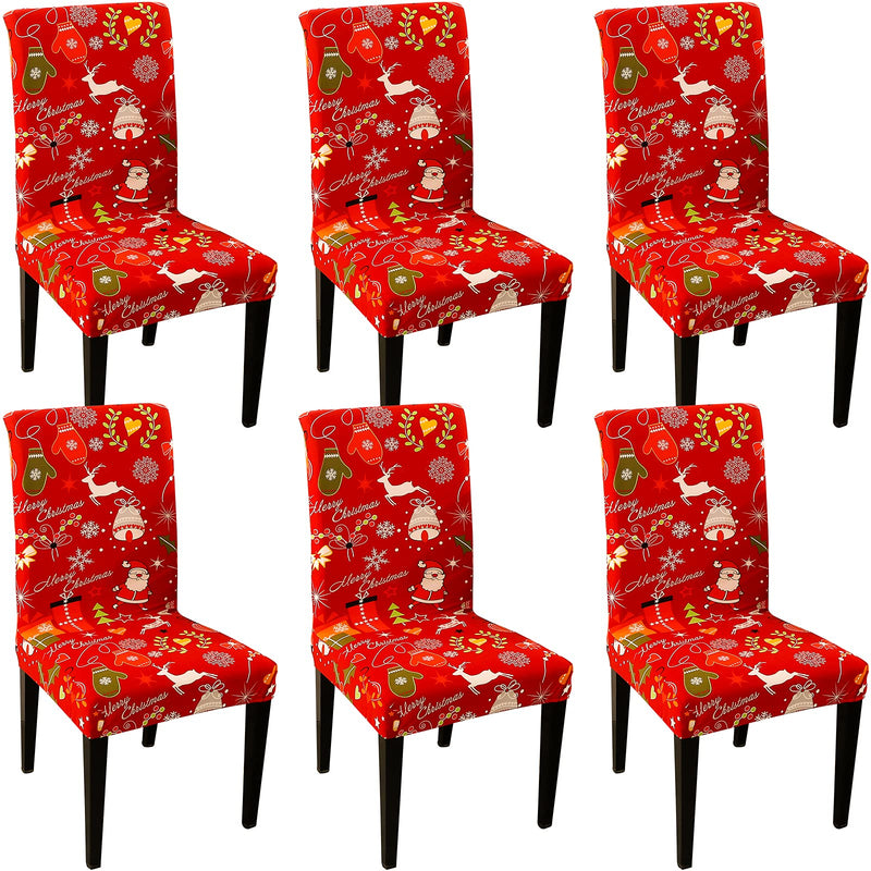 Ukontagood Christmas Chair Covers, 6PCS Stretch Xmas Dining Chair Protective Seat Cover, Removable and Washable Chair Covers for Christmas Decoration 6 Pcs - PawsPlanet Australia