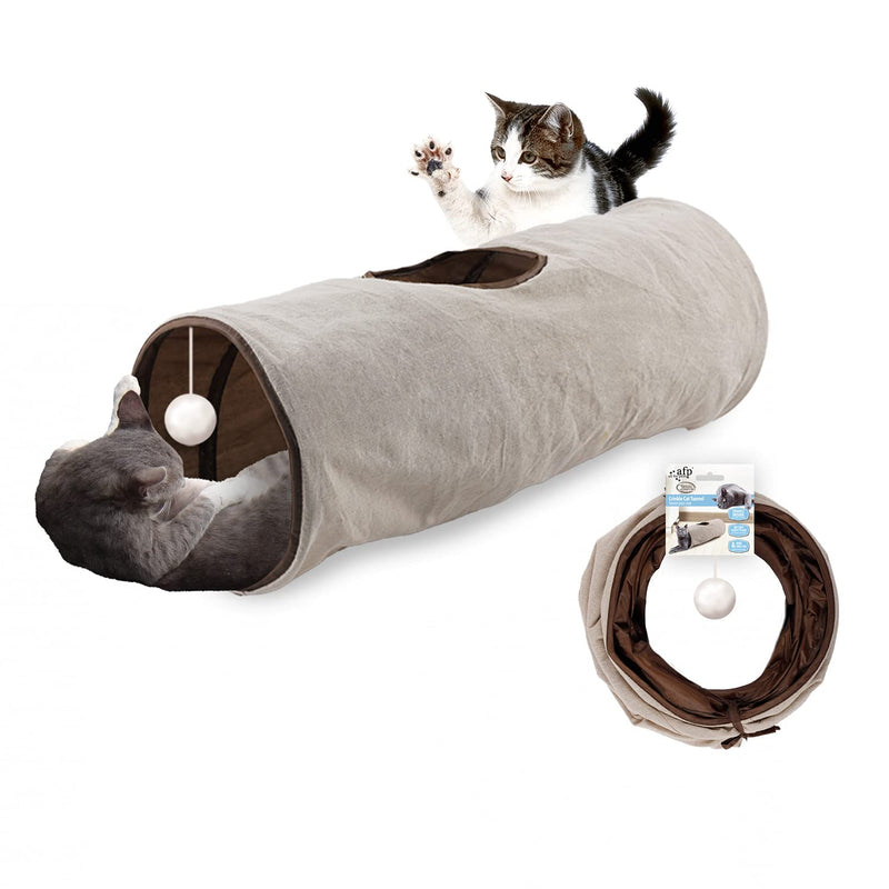 ALL FOR PAWS Cat Tunnel,Cat Tunnels for Indoor Cats,Collapsible,Linen Cloth,Cat Toys for Indoor Cats Interactive,Cat Hideout Tube 62cm Linen Cloth Tunnel - PawsPlanet Australia