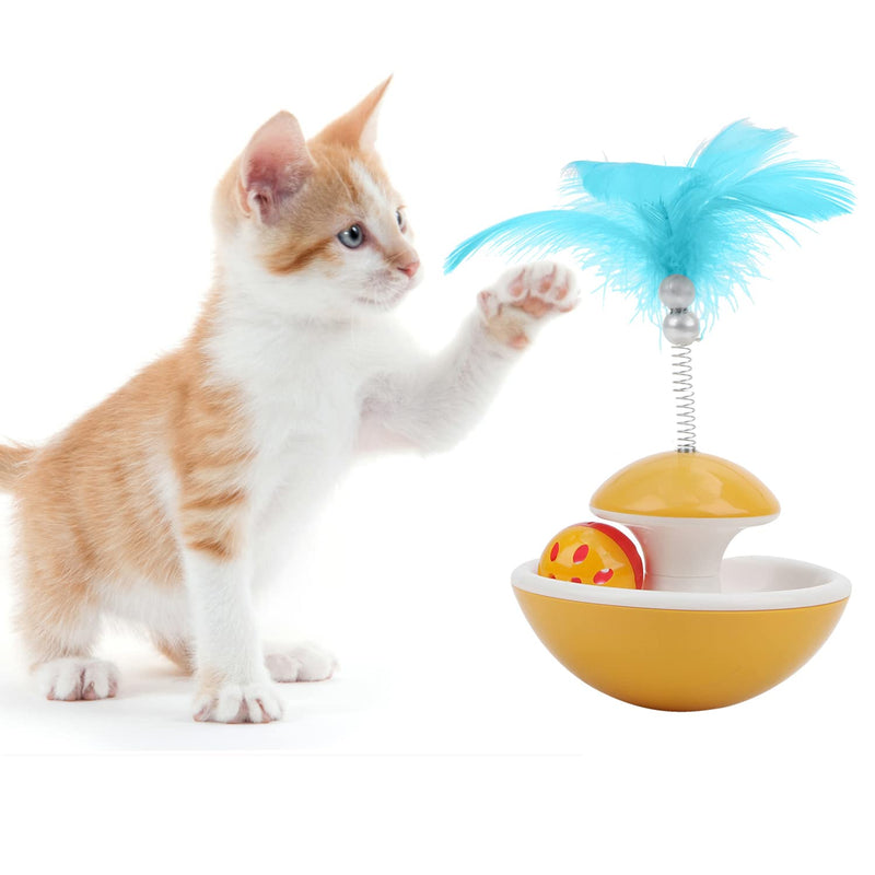 LAVRCJ Interactive Cat Toys Cat Toys for Indoor Cats Self Rotating Swing Pet Cat Tumbler Toy Funny Kitten Toys with Feather and Bell Cat Toys 1 piece set - PawsPlanet Australia
