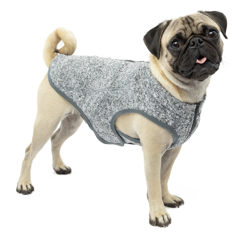 Kurgo K9 Core Dog Sweater | Year-Round Sweater for Dogs | Dog Fleece Vest | Knit Fleece Pet Jacket | Fleece Lining | Lightweight | Zipper Opening for Harness | Adjustable Neck Fleece Sweater XS Heather Black - PawsPlanet Australia