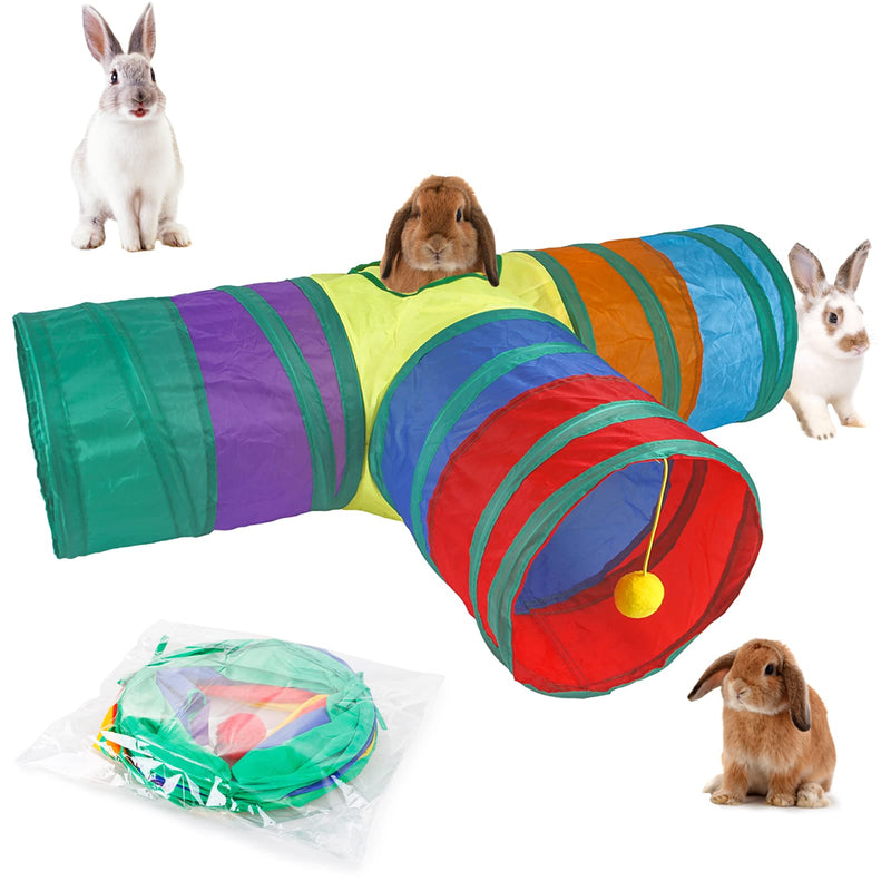 HERCOCCI Bunny Tunnels and Tubes, Collapsible Rabbit Hideout Tunnel Small Animal Activity Toys for Rabbits Bunnies Guinea Pigs Ferrets Kitty Puppy 3 Ways - PawsPlanet Australia