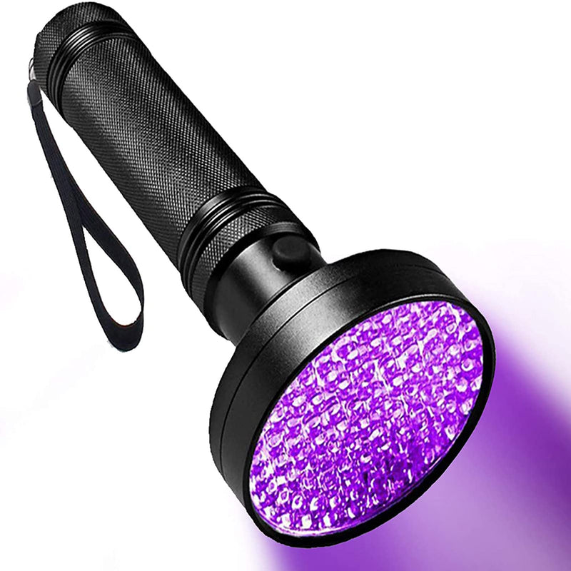 Qisebin UV Black Light Flashlight - Powerful 100 LED Blacklight Flashlights for Pet Urine Detection, Dog Stain, Scorpion, Resin Curing, Counterfeit Money Bed Bugs, Carpet Odor Eliminator Remover - PawsPlanet Australia