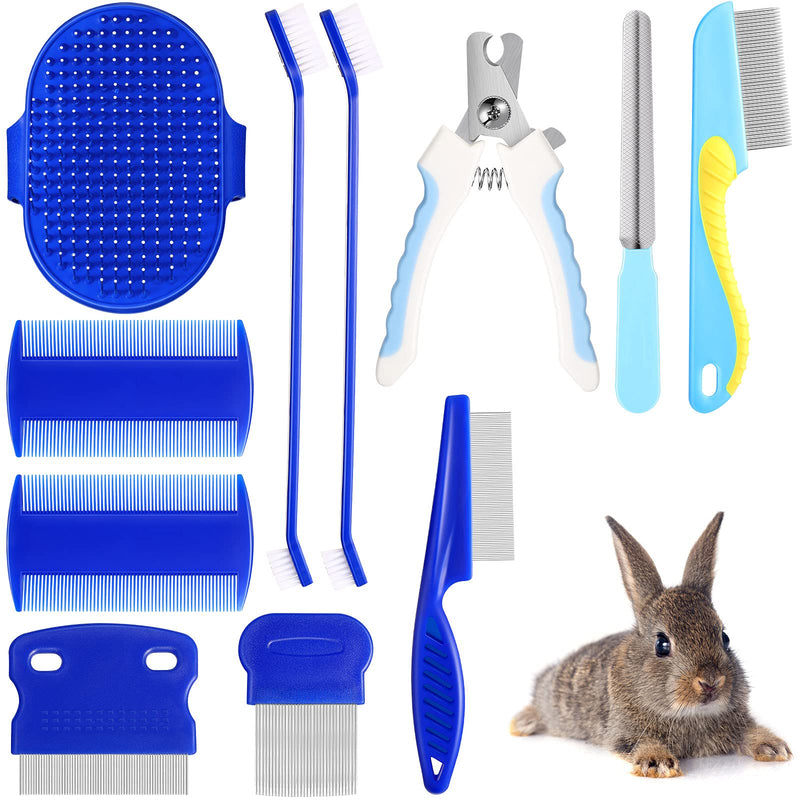 11 Pieces Rabbit Grooming Kit Pet Grooming Brush Hair Removing Comb Shampoo Bath Brush Small Animal Nail Clipper Trimmer File Pet Steel Comb Grooming Set for Rabbit Hamster Bunny Guinea Pig Dog Cat - PawsPlanet Australia