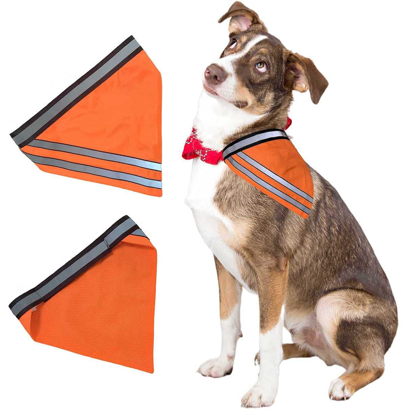 Reflective Dog Bandana Velcro Safety Scarf 2 Pack Orange Dog Reflective Gear - PawsPlanet Australia
