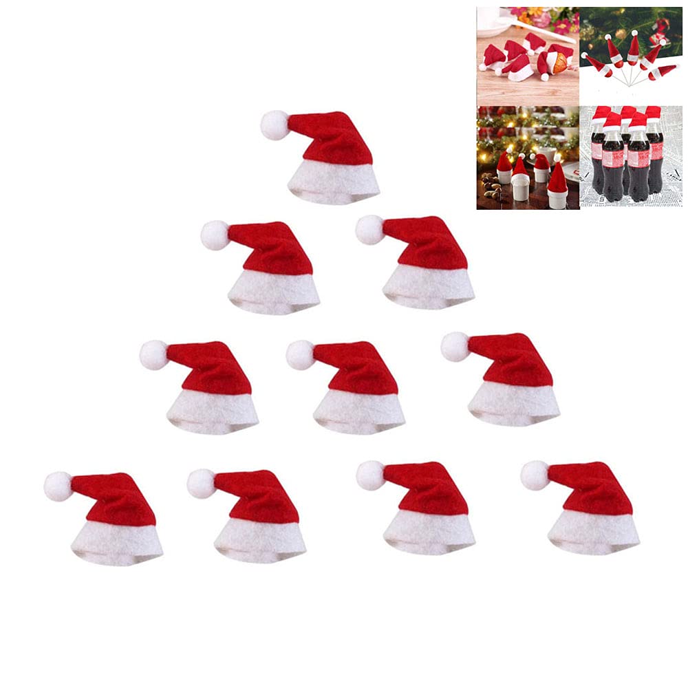 Zmmyuluo Christmas Santa Hats 10 Pcs Christmas Lollipop Hats 3.15" X 1.97" Bottle Candy Cover Cap Santa Claus Hats for Christmas Decorations Crafts - PawsPlanet Australia