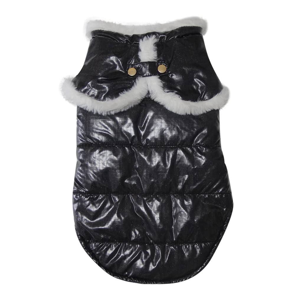 vecomfy Shawl Dog Coat for Small Dogs Fleece Lining Warm Puppy Jackets for Winter X-Small Black - PawsPlanet Australia