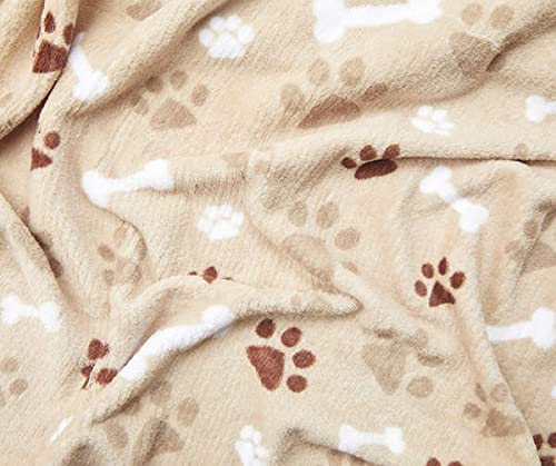 Real Living Fleece Throw Blanket Dog Paws Brown - PawsPlanet Australia