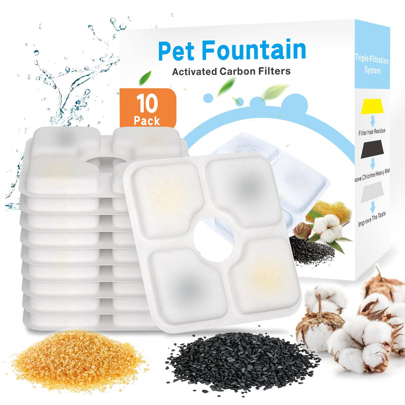 Wismika Cat Water Fountain Filters 10 Pack, Pet Fountain Replacement Filter with Coconut Activated Carbon, Suitable for 2.5L Water Dispenser and Most Same Size Cat Dog Fountains - PawsPlanet Australia