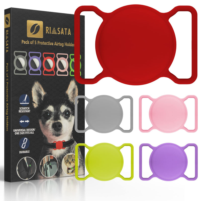 AirTag Dog Collar Holder | 5 Pack Plus 1 Bonus Silicone Air Tag Case Loop for GPS Dog, Cat and Pet Tracker | Dog Tracker AirTag Holder | Collar Loop & Protective AirTag Case for Dog Collar, Airtag Pet - PawsPlanet Australia