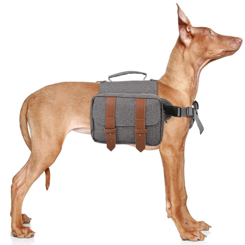 T'CHAQUE Vintage Outdoor Dog Backpack Adjustable Service Hound Dog Saddle Bag with Side Pockets for Carrying Pet Supplies Working Camping Hiking Training Travel Rucksack for Medium Large Dogs - PawsPlanet Australia