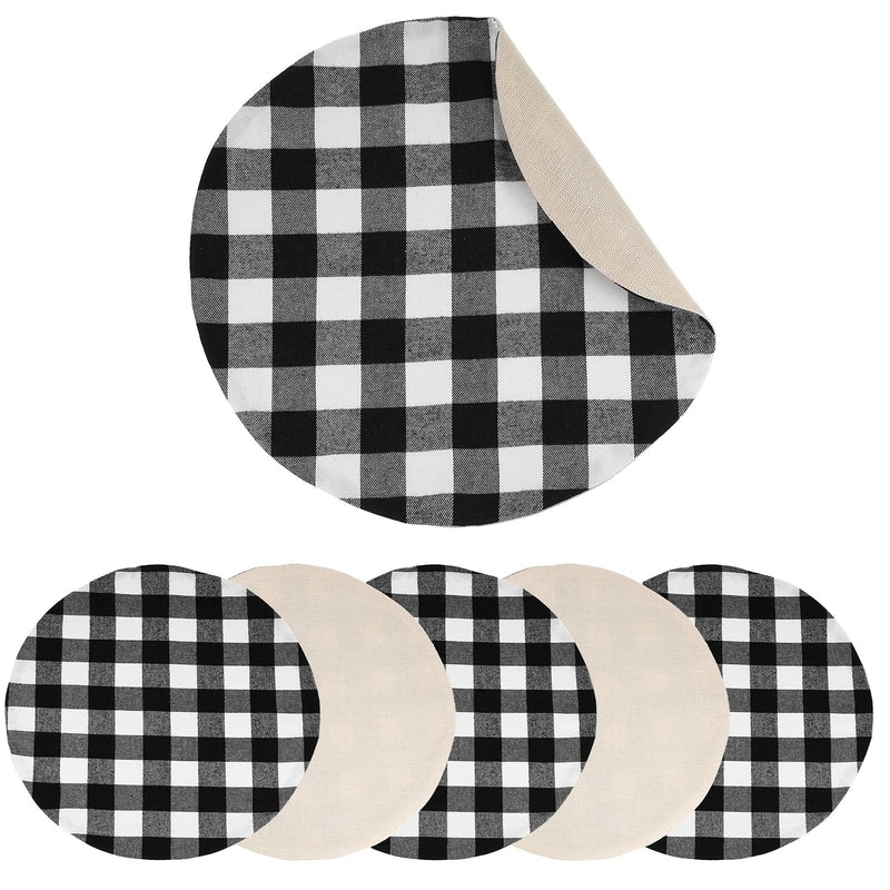 Christmas Round Placemats Buffalo Plaid Check Table Mats Reversible Table Placemats Burlap Fabric Dining Table Mats Farmhouse Placemats for Xmas Holiday Table Decor (Classic Pattern, 6) Classic Pattern - PawsPlanet Australia