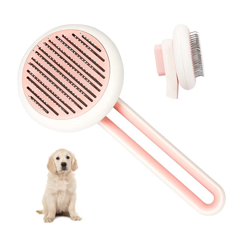 JIELISI Self Cleaning Slicker Brush for Dogs and Cats, Shedding and Grooming Tool for Pets, Cat Dog Brush with Round Tip Massages & Improve Circulation, Removes Loose Undercoat, Hairs, Fur (Pink) - PawsPlanet Australia