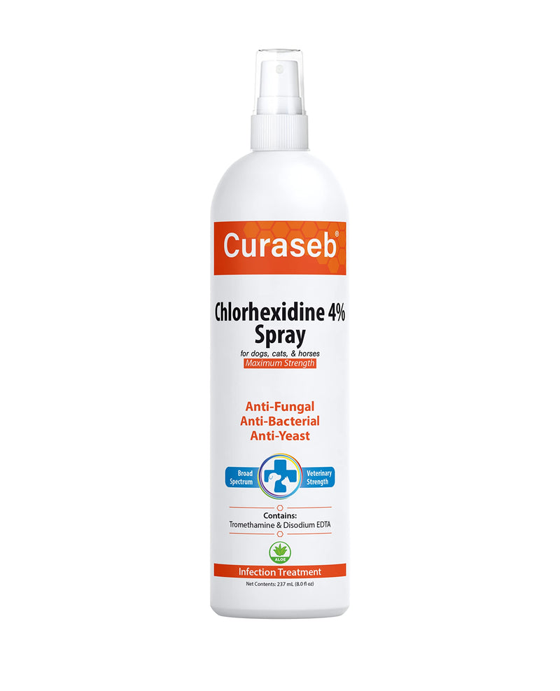 Curaseb Medicated Chlorhexidine 4% Spray for Dogs & Cats – Relieves Skin Infections, Paw Licking, Hot Spots, Allergies and Acne with Soothing Aloe Vera – Maximum Veterinary Strength - PawsPlanet Australia
