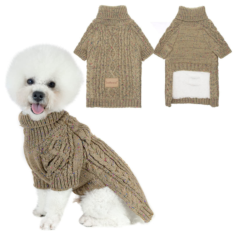 SCENEREAL Dog Sweater with Leash Hole - Cable Knit Turtleneck Dog Sweaters for Small Medium Large Dog Puppy - Dog Cold Weather Coats Sweatshirts for Fall Winter to Keep Warm Small/Medium Cream - PawsPlanet Australia